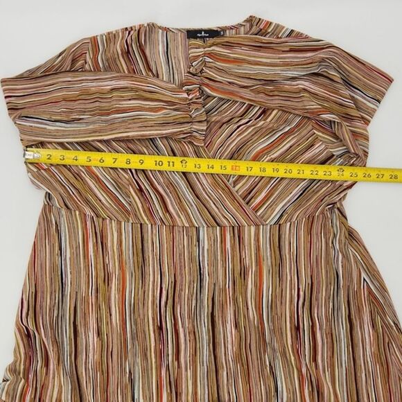 Agnes Orinda Dress Plus Size 3X Colorful Stripes Ruffle Boho Office Work Career - Picture 6 of 9